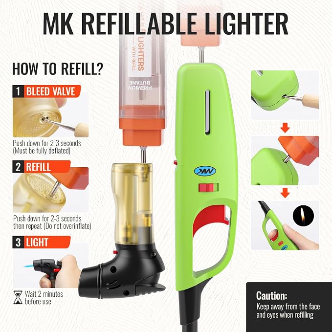 MK Lighter 6-Pack Multi-Purpose Butane Lighters – 4 Soft Flame Utility + 2 Mini - Image 7