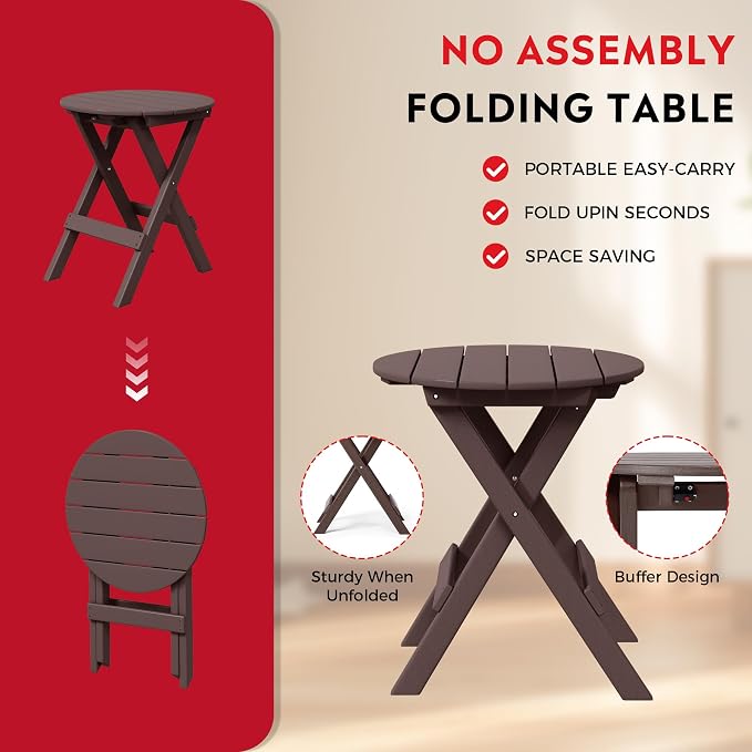 Costaelm Paradise 3-Piece Outdoor HDPE Folding Patio Bistro Table and Chairs - Image 9