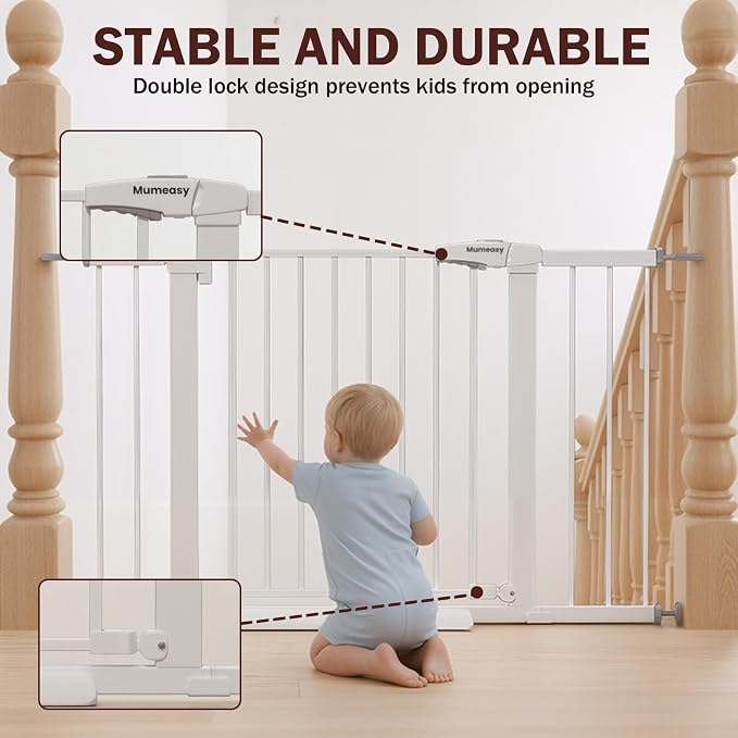 29.7-46" Extra Wide Baby Gate for Stairs, Pressure Mounted Dog Gate Indoor for - Image 4