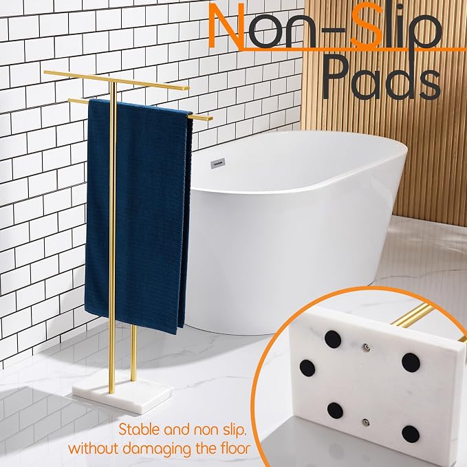 Standing Towel Rack for Bathroom 2-Tier Towel Holder Free Stand - Image 9