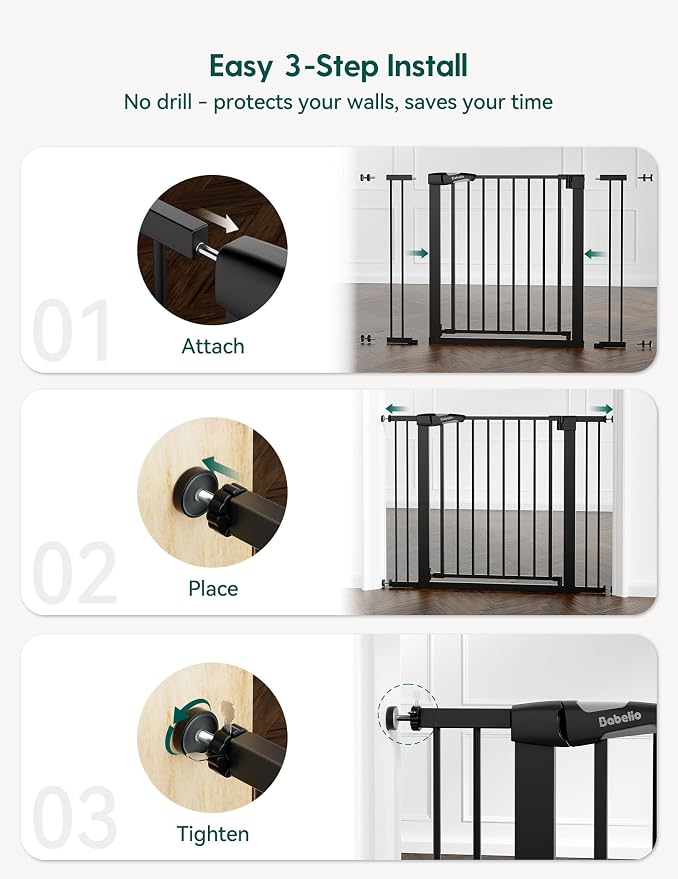 BABELIO Extra Wide Baby/Dog Gate PressGuard P7, 29-55" Auto Close - Image 4