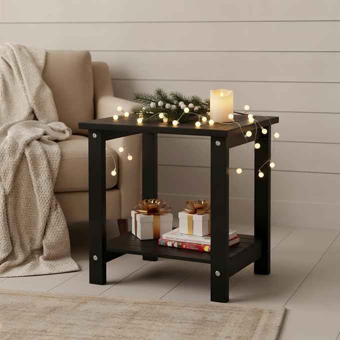 Black Adirondack Outdoor Accent Table – Weather-Resistant Acacia Wood Outdoor - Image 2