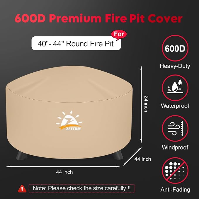 Zettum Fire Pit Cover Round 44 Inch - Image 2