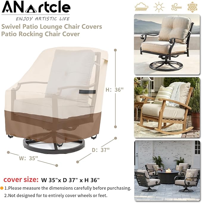 Patio Chair Covers, 600D Waterproof Heavy Duty Outdoor Lawn Patio Furniture - Image 3