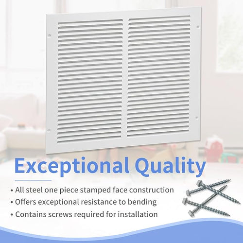 14"W x 14"H Steel Return Air Grille, Air Return Vent Cover - Image 2