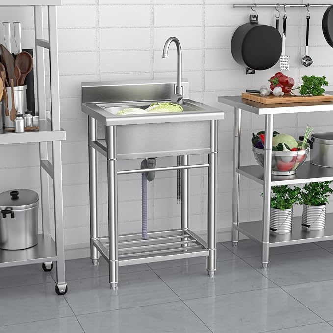 Utility Sink Free Standing Single Bowl Kitchen Sink - Image 7