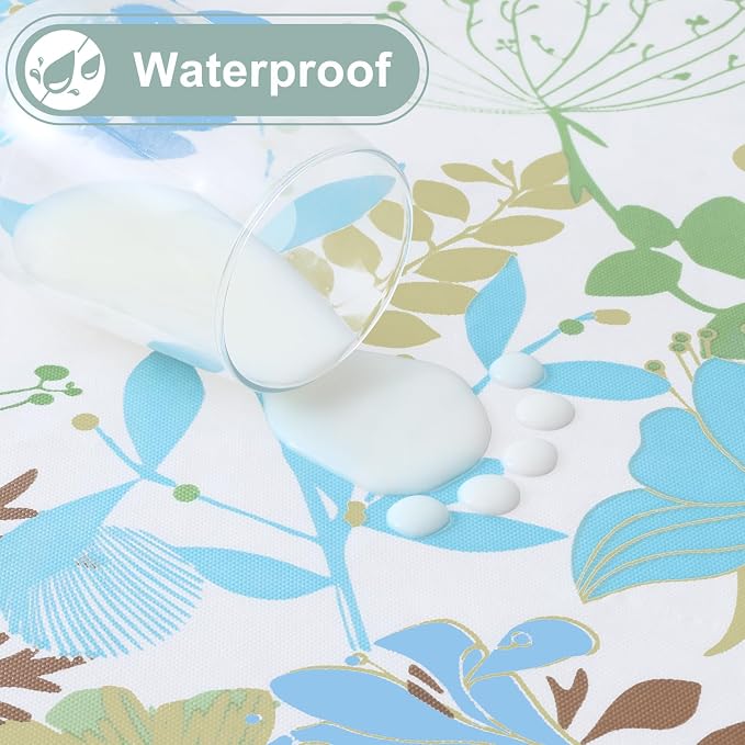 misaya Round Waterproof Vinyl Table Cloth, Wipeable Tablecloth - Image 2