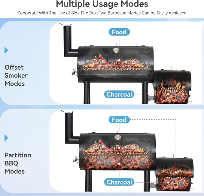 GREEN PARTY Offset Smoker Charcoal Grills - Image 4