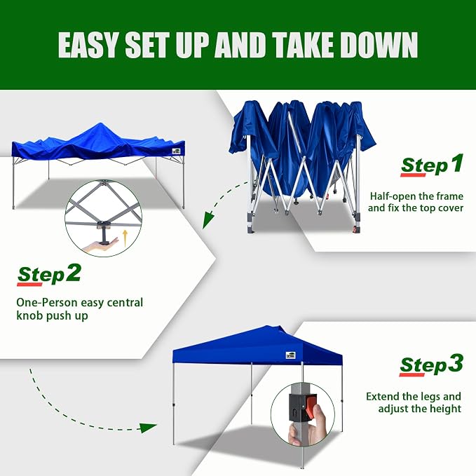 Eurmax USA NOMATTER ONE-Person Open&Close 10x10ft Pop Up Canopy Tent，Portable - Image 2