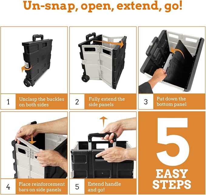 Inspired Living Ultra-Slim Rolling Collapsible Storage Pack-N-Roll Utility-carts - Image 9
