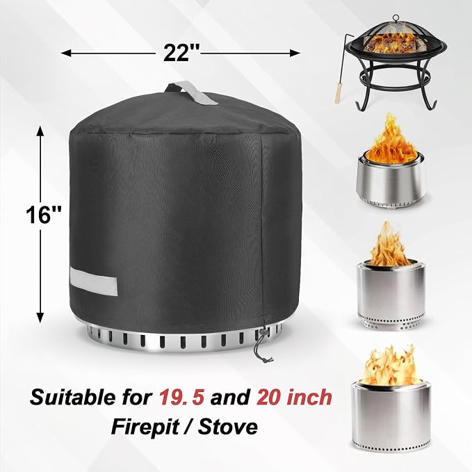 Fire Pit Cover for Solo Stove Bonfire 2.0 Cover 19.5 & 20 Inch, 600D Polyester - Image 2