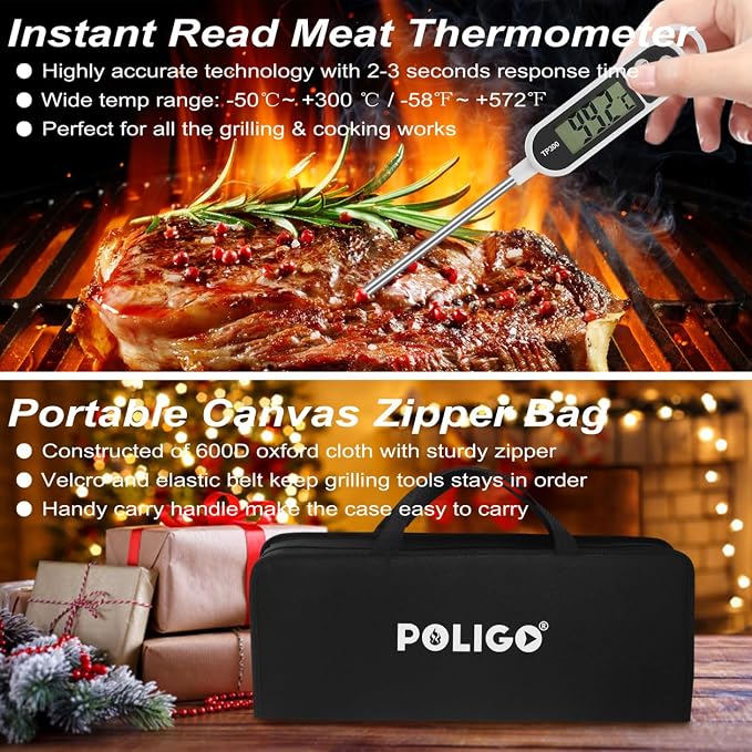 POLIGO 29 PCS BBQ Grill Accessories Stainless Steel BBQ Tools Grilling Tools Set - Image 7