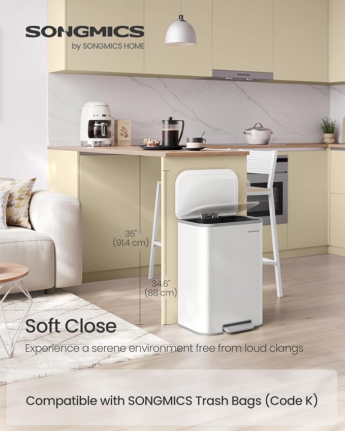 SONGMICS Kitchen Trash Can, 13-Gallon Garbage Can - Image 2