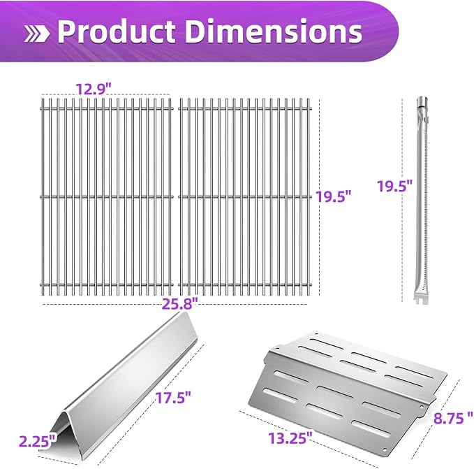 19.5" Stainless Steel 7524 Grill Grates 7620 Flavorizer Bars - Image 2