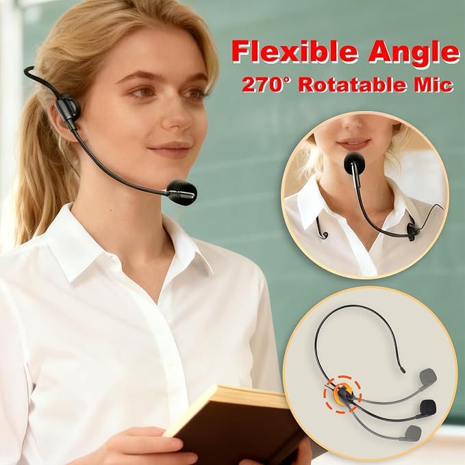 BSONE Voice Amplifier with Wireless Microphone & Wired Microphone Headset - Image 3