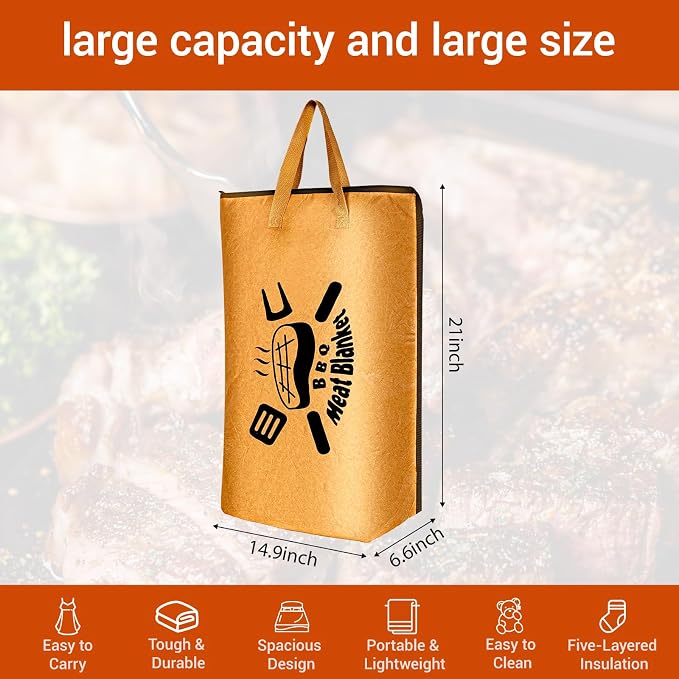 Ultimate Insulated Meat Vault | 21" Large BBQ Resting Blanket - Image 2