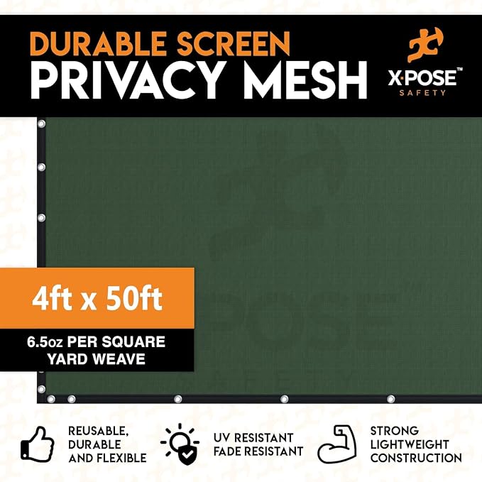 Xpose Safety Privacy Fence Screen 4’ x 50’ – Heavy Duty Green Mesh - Image 3