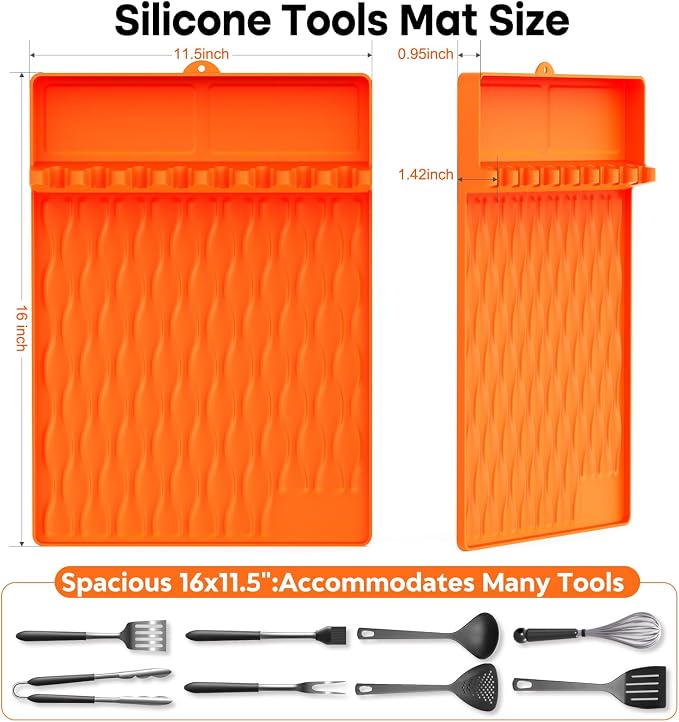 2-Pack Silicone Griddle Mat for Blackstone – Heat-Resistant Utensil Holder - Image 2