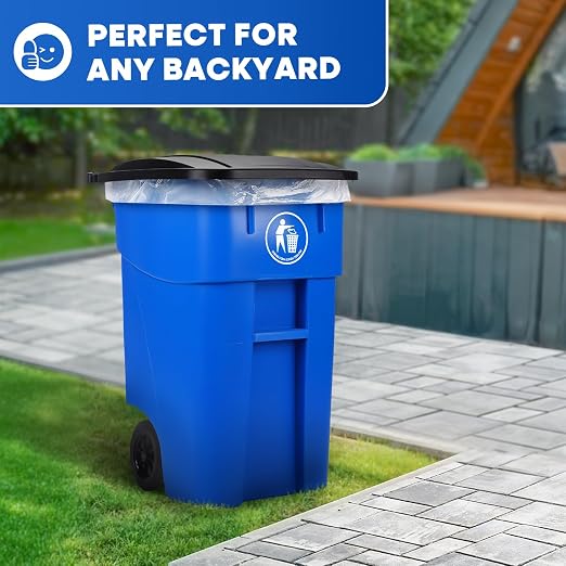 50 Gallon Trash Can with Lid Rollout Recycling Bin Large Outdoor, Commercial - Image 9