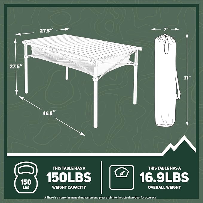 OUTSIDER Folding Camping Table, Portable Roll-up Outdoor Lightweight Aluminum - Image 3