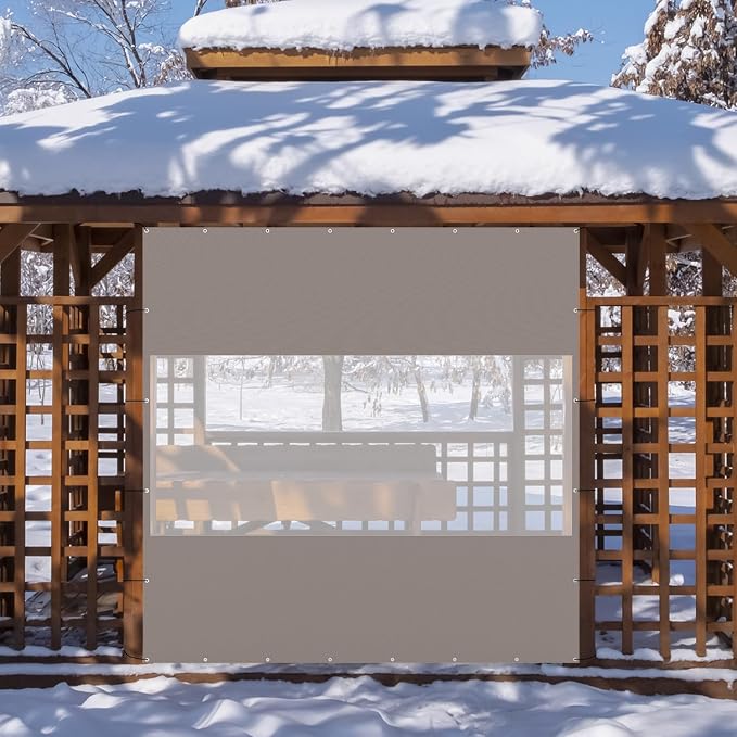 Domi Heavy Duty Outdoor Clear Panel Curtain, 18 oz Waterproof PVC Polyester by domioutdoorliving