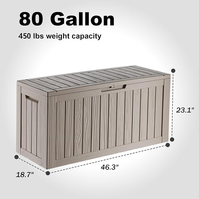 EasyUp 80 Gallon Resin Deck Box Storage Outdoor Waterproof Boxes Lockable UV - Image 2
