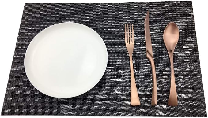 Gugrida Place Mats PVC Set of 6, Table Placemats Set of 6 PVC Woven Vinyl Place - Image 5