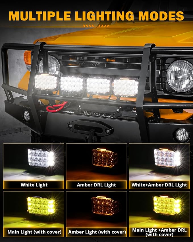 Auxbeam V-MAX Series 204W LED Driving Pod Lights, 7Inch Rectangle Offroad - Image 3