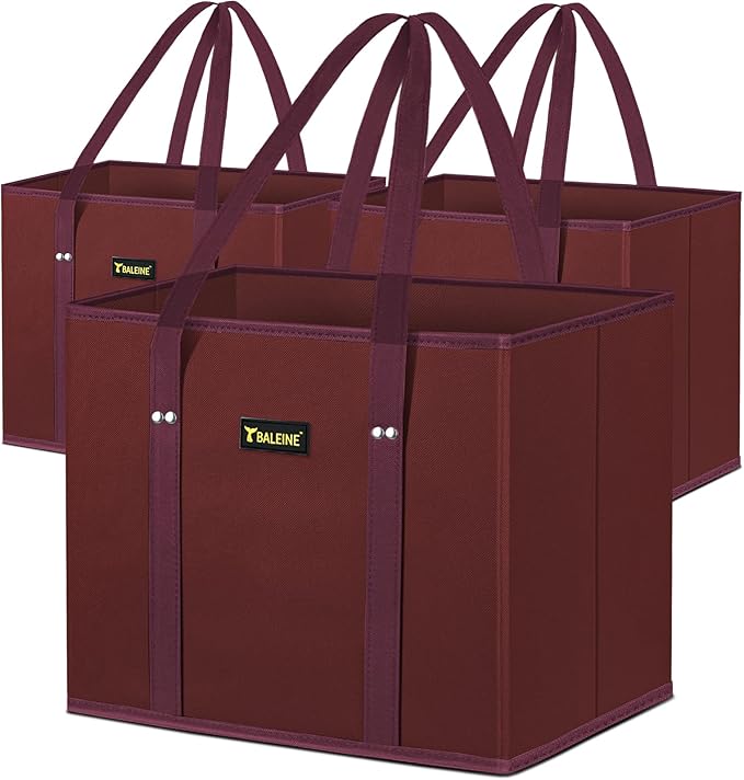 BALEINE 3Pk Reusable Grocery Bags, Foldable Shopping Bags by BALEINE