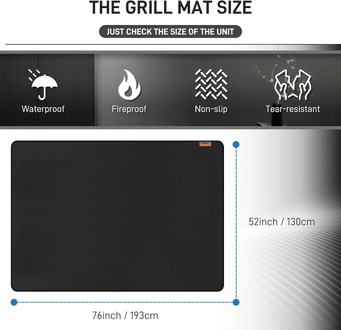 76"×52" Under Grill Mat for Outdoor Grill, Double-Side Fireproof & - Image 2