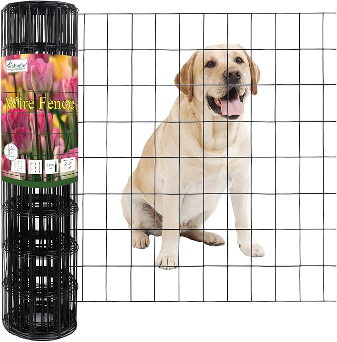 Black PVC Coated Welded Wire Fence 24 Inch x 25 Foot, 2 Inch x 3 Inch 16GA by FOREHOGARGARDEN%EF%BC%86HOME