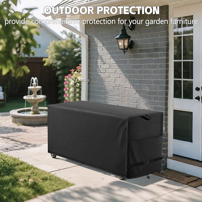 Patio Coffee Table Cover Black Heavy Duty Waterproof Cover 42" L x 24" W x 18" H - Image 7