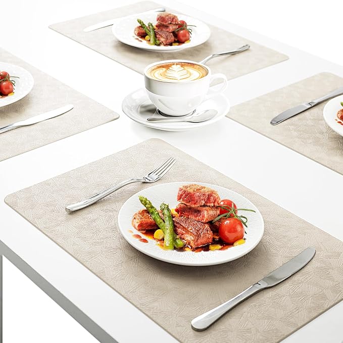 Vinyl Placemats Set of 4 Faux Leather 100% Waterproof Wipeable Washable Place - Image 6