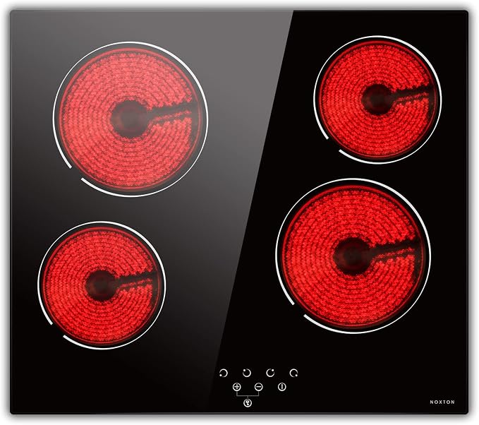 Noxton 24 Inch Electric Cooktop 4 Burners Electric Stove, Built-in Ceramic by NOXTON