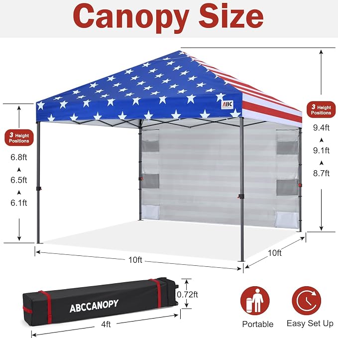 ABCCANOPY Pop Up Canopy with Sidewall, 10x10 Outdoor Canopy Tent with Storage - Image 3