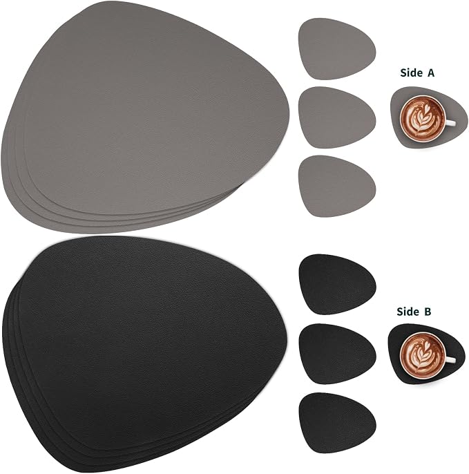 Myir JUN Placemats, Dual-Sided Placemats Waterproof Faux Leather Placemats Set - Image 2