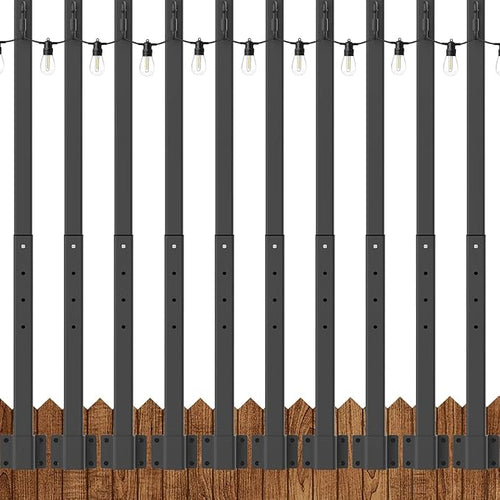 10 Pack String Light Poles, 2.8Ft Metal Poles by NUERPO