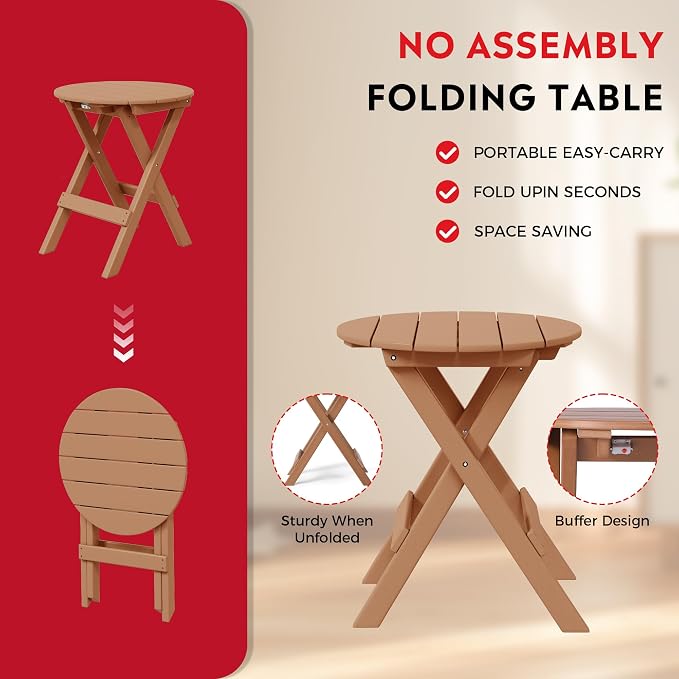 Costaelm Paradise 3-Piece Outdoor HDPE Folding Patio Bistro Table and Chairs - Image 7
