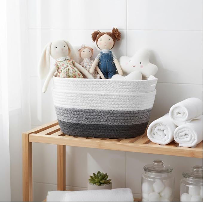 12 Pack Easter Woven Baskets for Gifts Empty Large Cotton Rope Square Storage - Image 5