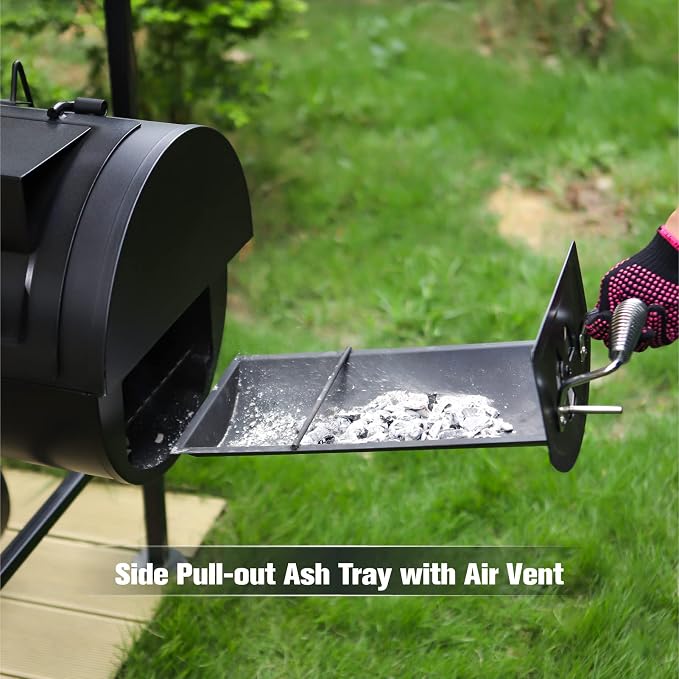 MFSTUDIO Heavy Duty Charcoal Wood Offset Outdoor Smoker Grill, Extra Large - Image 8