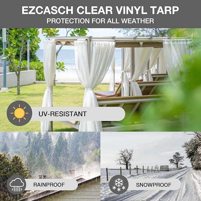 20 Oz Outdoor Vinyl Curtain, Outdoor Clear Panel Curtain, Weather Resistant - Image 6