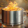 HGD 28" Smokeless Firepit with Stand & Grill Rack, Large Stainless Steel Wood by HGD