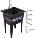 Freestanding Utility Sink with Stainless Steel Gooseneck Faucet by NoahWilliamHome