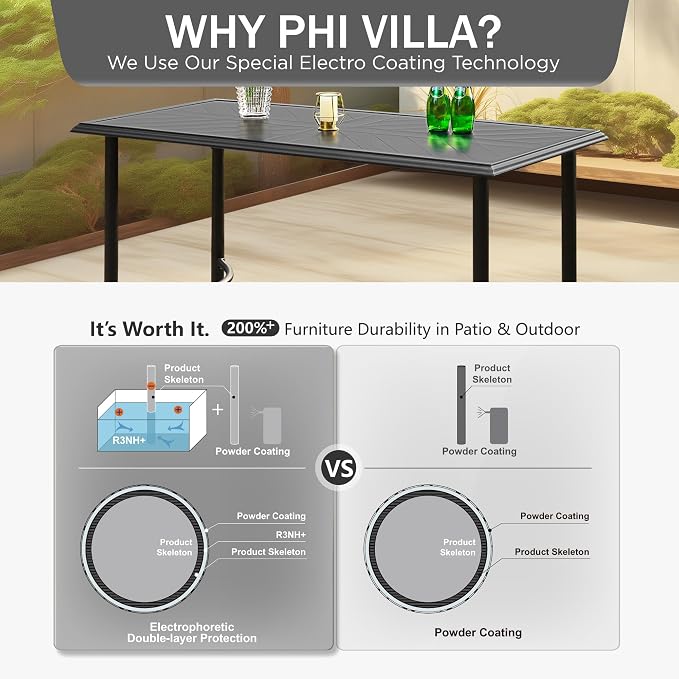 PHI VILLA Outdoor Patio Bar Table - Image 6