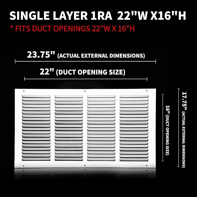 Air Vent 22 x 16, Air Return Vent Cover, Flat Vent Cover, Rejillas De Aire - Image 2