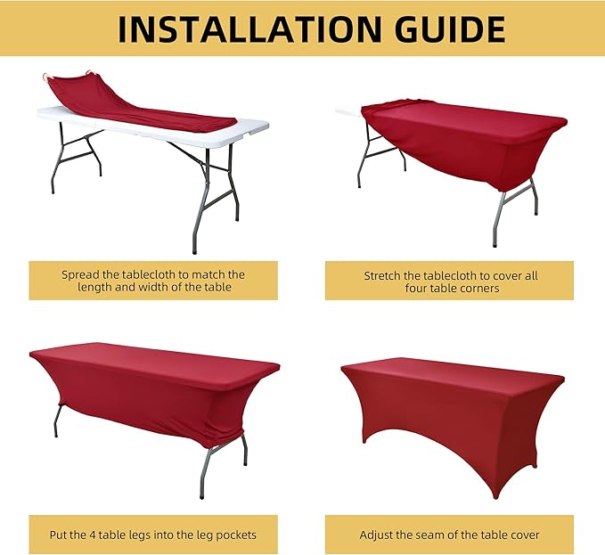 2-Pack 4ft Spandex Table Covers - Image 5