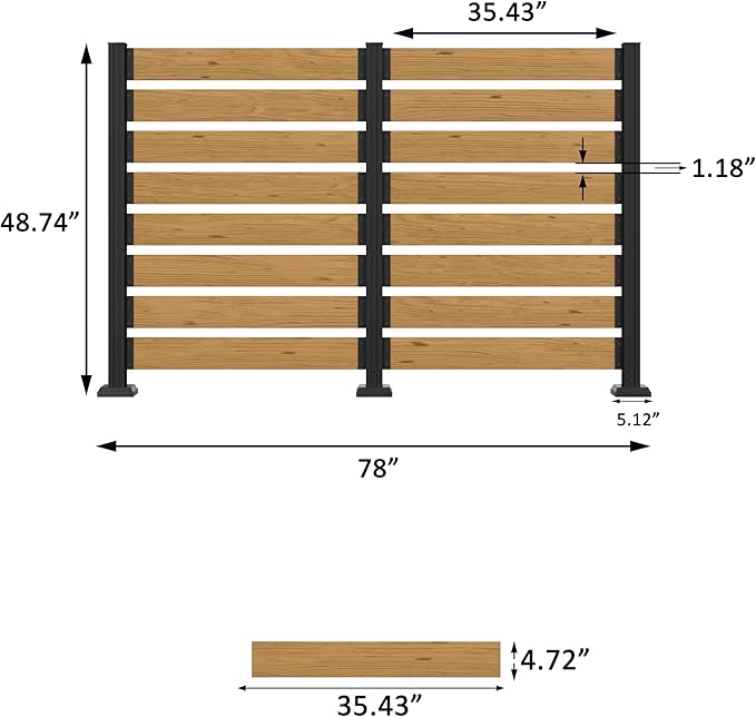 MUPATER 49'' H×78'' W Outdoor Fence Privacy Screen, No Dig Wooden Privacy Screen - Image 8