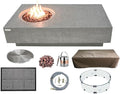 Elementi | Bundle Metropolis Gas Fire Pit Cast Concrete 56" Rectangular Fire by AMSFireplaceInc
