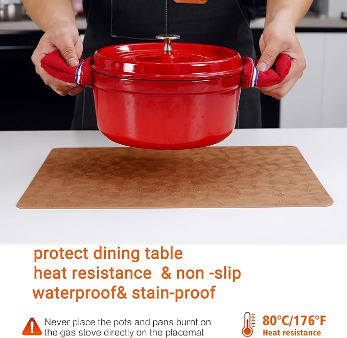 Vinyl Placemats Set of 4 Heat Resistant Easy Clean Non-Slip Place Mats - Image 3