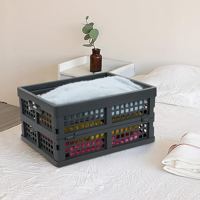 15 Liter Collapsible Crates, Plastic Folding Basket Bins Set of 3 - Image 6